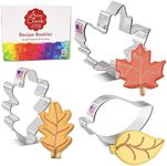 Fall Leaves Cookie Cutters 3-Pc Set Made in USA by Ann Clark, Maple, Oak, Aspen