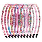 10 Pcs Colourful Girls Headbands, Flower Strip Plain Hair Bands Head Bands Hairbands Floral Fabric Pink Hair Hoop Alice Bands for Girls Children Kids