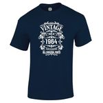 Dead Set Studio Mens 60th Birthday Gift T Shirt - 1964 All Original Parts - Born in 1964, 60th Birthday Gifts for Him, 60th Birthday Gift Idea for Men Navy Size XL