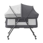 UBRAVOO Grab-and-go Travel Cot, Baby Crib with Mattress I Silent Wheels I Carry Bag I Mosquito Net, Baby Bedside Crib | Rocking Crib Convertible, XYT-001 (Gray - Bravo Comfort Pack)