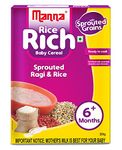 Manna Baby Cereal 200G | Baby Food (6+Months) Sprouted Ragi & Rice | 100% Natural Health Mix - No Flavors