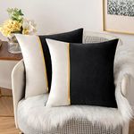 MIULEE Pack of 2 Halloween Decorative Velvet Throw Pillow Covers Patchwork with Gold Leather Square Soft Solid Pillowcases Couch Pillows Cushion Covers for Bed Sofa Living Room 18 X 18 Inch Black