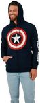 Marvel Captain America Shield Logo Long Sleeve Navy Blue Unisex Adult Zip-Up Hoodie-Small