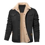 Svanco Winter Jackets Men Thermal Military Jacket Coats For Men Utility Jacket Tactical Fleece Lined Lapel Collar Army Jackets Warm Thick Trucker Jackets Windbreaker with 5 Pockets Black M