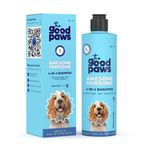 The Good Paws Awesome Pawsome 4 In 1 Dog Shampoo And Conditioner I Moisturizer, Cleanser & Deodorizer | All Natural I For Cocker Spaniel, Shepherd, Husky | Olive & Wheatgerm Oil, 250 Milliliter