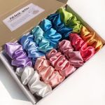 Folkdesi Premium Satin Scrunchies, Anti-Hair-Breakage, Hair Ties, Scrunchies Set For Girls, Women, Best Gift For Sister, Mom, Friend, Random Colours (12 Pieces)