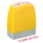 PATIKIL Completed Notice Stamp Self Inking, Red Ink Office Stamps Pre Inked Message Stamp Refillable Business Stamp, Yellow