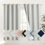 NICETOWN Thermal Blackout Curtain 2 Panels, Grey Linen Curtains Energy Saving Privacy Curtain Soundproof Light Blocking Drapes for Bedroom, Nursery, Kitchen, Dining Room (W52 x L63 inch)