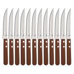 HS 4.5 Inch Professional Steak Knife 12 Pcs Set with Medium Wooden Handle | Japanese Grade Stainless Steel | Kitchen Knife | Home and Commercial Use| Brown | SUS420J2