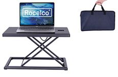 Rocelco 19" Portable Desk Riser - Height Adjustable Travel Standing Desk Converter - Premium Compact Sit Stand Up Laptop Rising Workstation with Carry Bag - Black (R PDRB)