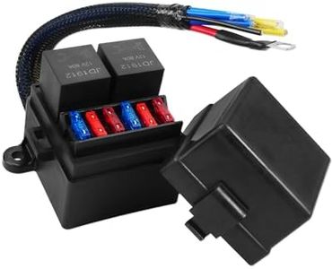 Universal Waterproof Fuse Relay Box with Pre-Wired Design, 2 Relay Slots and 6 ATC/ATO Fuse Holders, 2 4Pin 80A Relays and 6 ATC ATO Fuses for Automotive Car Truck Boat Marine RV Black with Lid