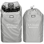 Navaris Gate Check Transport Bag for Baby Seat - Durable Baby Carrier Cover for Stroller - Waterproof 210D Baby Bags for Prams - Adjustable Straps, Light Grey, 114 x 53 x 35cm