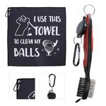 LOOPES 2PCS Funny Golf Towel Gifts Set,Golf Club Cleaner Brush Accessories Golf Towels For Golf Bags With Clip,Personalised Dad Gifts From Daughter/Son Golf Presents for Father'S Day UK Men Birthday