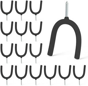 HUHOLE Screw in U Hook, Black, 16PC, Shovel Holder Wall Mount, U Hooks for Hanging Garden Tools