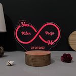 WOWOOD Wood Anniversary Gift For Couple Wedding Gift Lamp Love Night Light (Infinity Design Multicolor), LED