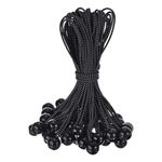PATIKIL 12 Inch Tarp Ball Bungee Cord, 50 Pack Bungee Cords with Balls Canopy Tarp Tie Downs Cords Elastic String for Outdoor Camping Cargo Shelter Tent Poles, Black