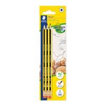 STAEDTLER 122-2BK3DA Noris Graphite Pencil with Eraser Tip - HB (Pack of 3)