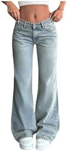 GORGLITTER Girl's Jeans Cute Baggy Jeans Low Rise Denim Pants Trouser Blue | Jeans for Teen Girls 10-12 8-10, Kids Wide Leg Jeans Girls, Cute Trendy Tween Girls Trendy Clothes, Blue, 14 Years