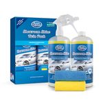 Greased Lightning Showroom Shine Waterless Car Wash and Wax Twin Pack, Easy and Fast, No Water, Premium Shine, Protects and Cleans, for Cars, Caravans, Motorbikes, 1 Litre x 2 Plus 2 Microfibre Cloths