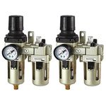 HOSEMART [Pack of 2] - 1/2" Inch BSP Pneumatic FRL Unit (Air Filter + Regulator + Lubricator) with Metal Guard For Air Compressor Unit