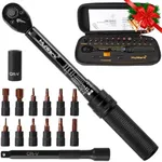 MULWARK 1/4-Inch Drive Torque Wrench 20-200 in.lb / 2.26~22.6 Nm - Gift for Men - High Precision Dual Range Scales Click Torque Wrench Set - 15Pcs Torque Wrench Set