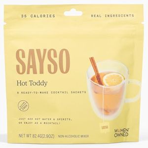 SAYSO Hot Toddy Cocktail Tea Bags - Infuses with Cold Water, Premium Craft with Honey, Cinnamon, Crystallized Lemon & Clove | Organic, Certified Gluten-free, Non-GMO| 35 calories/bag , 8g sugar - 8 count
