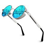 GQUEEN Retro Round Circle Polarised Steampunk Sunglasses Mens Womens UV400 Protection