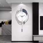 Wall Clock,Decorative Wall Clocks with Pendulum,Silent Quality Quartz Wall Clock Battery Operated,Large Wall Clock for Living Room,Kitchen,Home,Bathroom,Bedroom Wall Decor,33x55cm