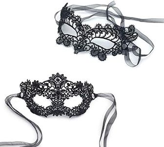 iMapo 2 Pack Masquerade Mask for Women, Mardi Gras Party Lace Masks, Prom Princess Venetian Masks - Black