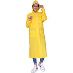 THE CLOWNFISH Polyester Indus Pro Series Women's Waterproof Pvc Raincoat/Longcoat With Adjustable Hood- With Storage Bag (Yellow, Xxl)