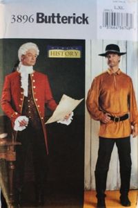 OOP Butterick Costume Pattern 3896. Mens Szs 42/44 & 46/48 MAKING HISTORY 18th Century American Costumes. Coat, Shirt and Stock