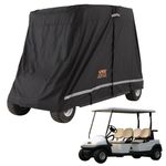 VEVOR 4 Passenger Golf Cart Cover, 600D Polyester Full Cover, Universal Fits for Most Brand Club Car Covers, Waterproof, Sunproof, and Dustproof Outdoor Golf Cart Cover with Three Zipper Doors, Black