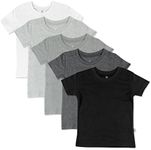 HONESTBABY Multipack Short Sleeve T-Shirt Tee 100% Organic Cotton Infant Baby, Toddler, Little Kids Boys, Girls, Unisex, 5-Pack Gray Ombre, 6-9 Months