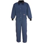 RefrigiWear Men's ChillBreaker Insulated Coveralls with Soft Fleece Lined Collar - Blue - Small