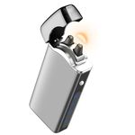 Big Arc Lighter Magical “Flame” USB Rechargeable Plasma Electric Cool Lighter (Silver)