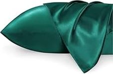 Bedsure Satin Pillowcase for Hair and Skin - Similar to Silk Pillowcase, Cooling Pillow Cases 2 Pack with Envelope Closure, Gifts for Women, Queen & Standard Size 50x75 cm, Dark green