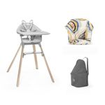 Stokke Clikk High Chair Combo with Cushion and Travel Bag (Cloud Grey, Multi Circles)