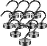 Grtard 10Pack Black Strong Magnetic Hook Heavy Duty, 50LBS Strong Neodymium Magnet Hooks for Hanging, Large Magnetic Hooks for Cruise, Magnets with Hooks for Home, Office, Kitchen, Workplace