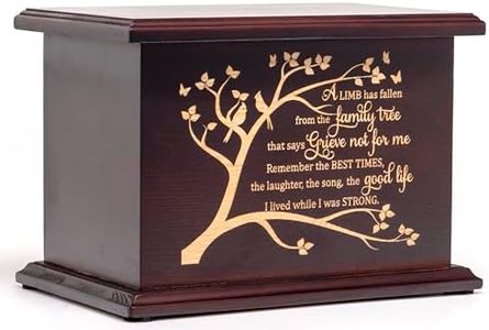 XIIGRA Cremation Urns for Human Ashes Adult Female Male Wooden Urns for Men Women Funeral Memorial Decorative Wood Urns for Ashes Large Burial Urn Box and Casket Up to 250 IBS(L-Birds)