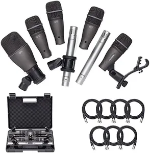 Samson DK707 7-Piece Drum Microphone Kit with 7 Premium XLR Mic Cables, XLR-M to XLR-F - Recording Accessory Bundle