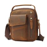 BAIGIO Genuine Leather Messenger Bag for Men Vintage Shoulder Crossbody Bags Handbag Bag Man Purse Sling Casual Day Pack, Type-4, Large