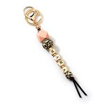 Lantintop Leopard Print Silicone Bead Keychain Fashion Bag Pendant MAMA Keychain for Mom, Sister,Auntie, Mama-b, Middle