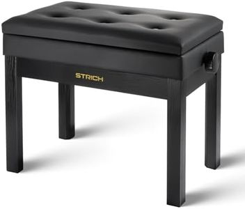 STRICH Adjustable Piano Bench with Storage, Solid Wood Keyboard Bench with Bookcase Stool Chair Seat with High-Density Sponges Cushion for Piano Shop Music School Studio, Black, SPB-20