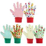 OSDUE 3 Pairs of Gardening Gloves, Kids Safety Work Gloves, Gardening Gloves for Children with Soft PVC Dots, Comfortable Breathable Non-Slip Flexible for Yard, Fishing, Camping