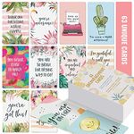 Motivational Cards - 63 Unique Inspirational Cards. Business Card Sized Encouragement Cards. Great Gifts for Employees, Thinking of You Gifts, Appreciation Cards, Kindness Cards, Lunch Box Notes