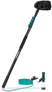 VONROC Brosse de Lavage Telescopique 6,50m - Nettoyage Panneaux Solaires, Murs, Vitres, Voiture - Nettoyeur de Vitres Professionnel 2-en-1 avec Perche Telescopique - Tuyau, Distributeur (4,6M)