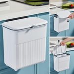 Warmiehomy Kitchen Bin Hanging Trash Can with Lid Wall-mounted Waste Bin for Kitchen Cabinet Door Under Sink Compost Bins with Sliding Cover for Cupboard, Bathroom