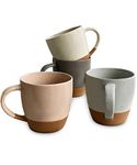 Mora Ceramic Large Latte Mug Set of 4, 16oz - Microwavable, Porcelain Coffee Cups With Big Handle - Modern, Boho, Unique Style For Any Kitchen. Microwave Safe Stoneware - Assorted Neutrals