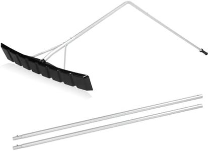 OUTPRIZE Flat Roof Snow Rake, 4.8-16FT Aluminum Detachable Angled Snow Roof Rake for Trucks, Travel Trailers, Motorhome, RV's Flat Rooftops, 24" Plastic Blade