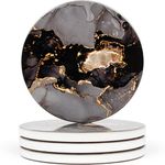 Naivasha Homeware Marble Coasters Set of 4 - Stunning Decorative Coasters in GLOSS Finish, Elegant Stone Coasters with Cork Bottom - Night